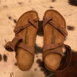Birkenstock brown leather ankle strap sandal size 39